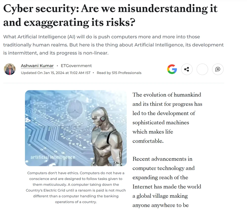 Cyber security: Are we misunderstanding it and exaggerating its risks?